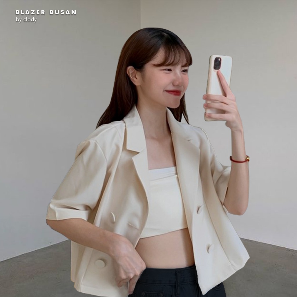 BLAZER SEOUL | Blazer Jacket Outer CropTop with Inner Design Korean Style Dengan Kancing Outfit Kore