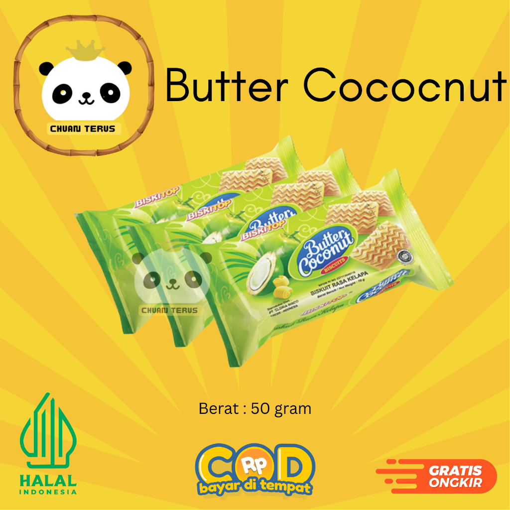 

BISKITOP - BUTTER COCONUT 50g Biskuit Anak Dewasa Enak Renyah Biscuit Rasa Kelapa Lezat Terbaru