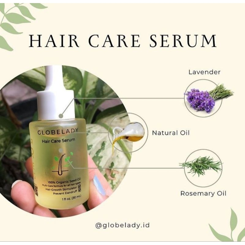 Hair Serum GLOBELADY 100% Natural Oil (Serum Penumbuh Rambut) [BPOM] - 30ml [ EXP : 05/2025 ]