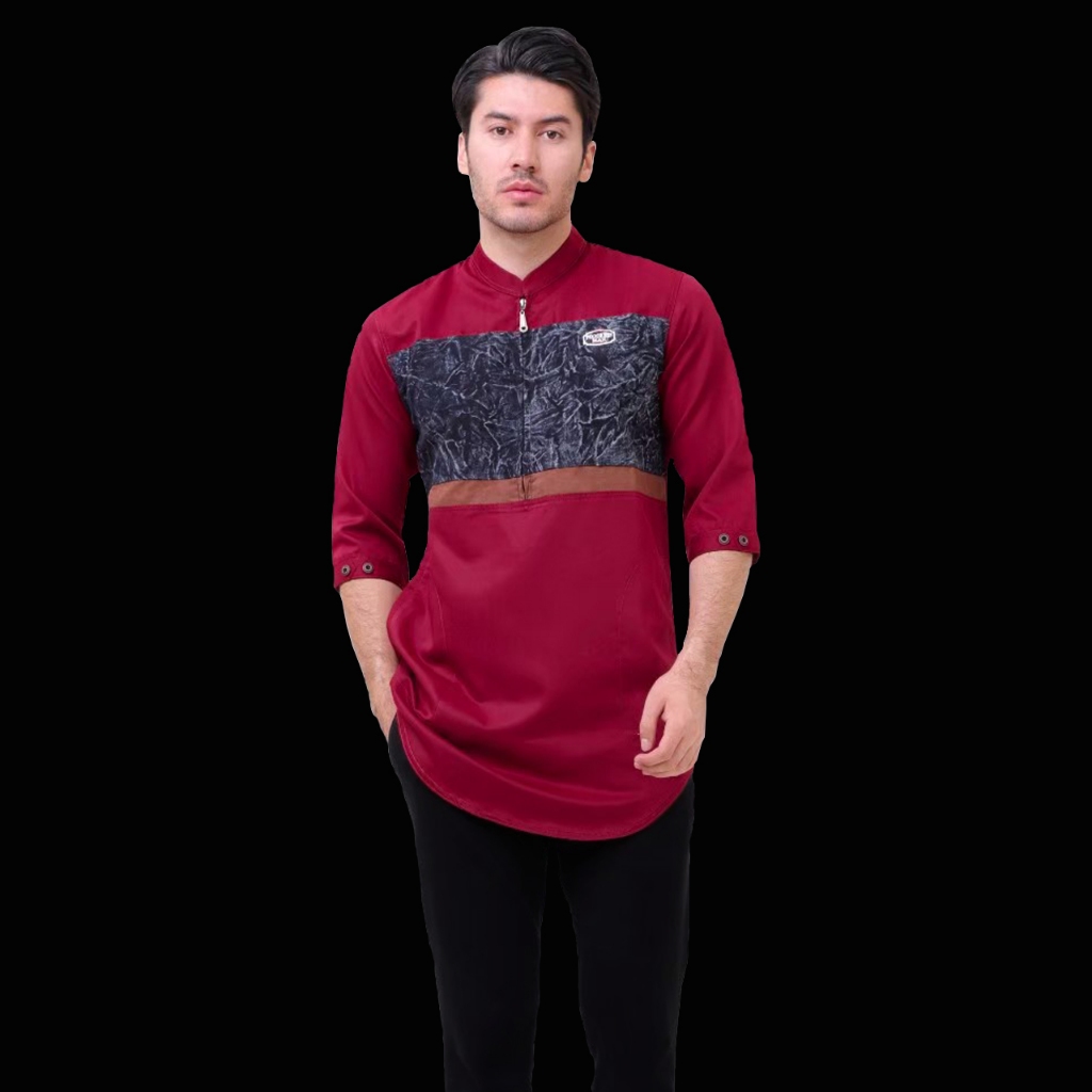 Baju koko muslim pria dewasa model Kombinasi terbaru 2024 COD baju koko kombinasi bahan model keren 