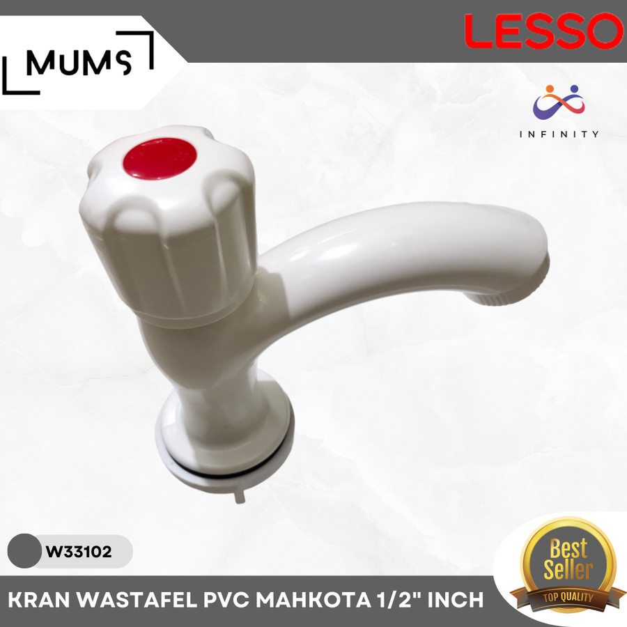 Kran Wastafel Mahkota Pvc Lesso 1/2" Inch Keran Air Plastik Bagus Awet Kran Angsa Basin Faucet Kran 