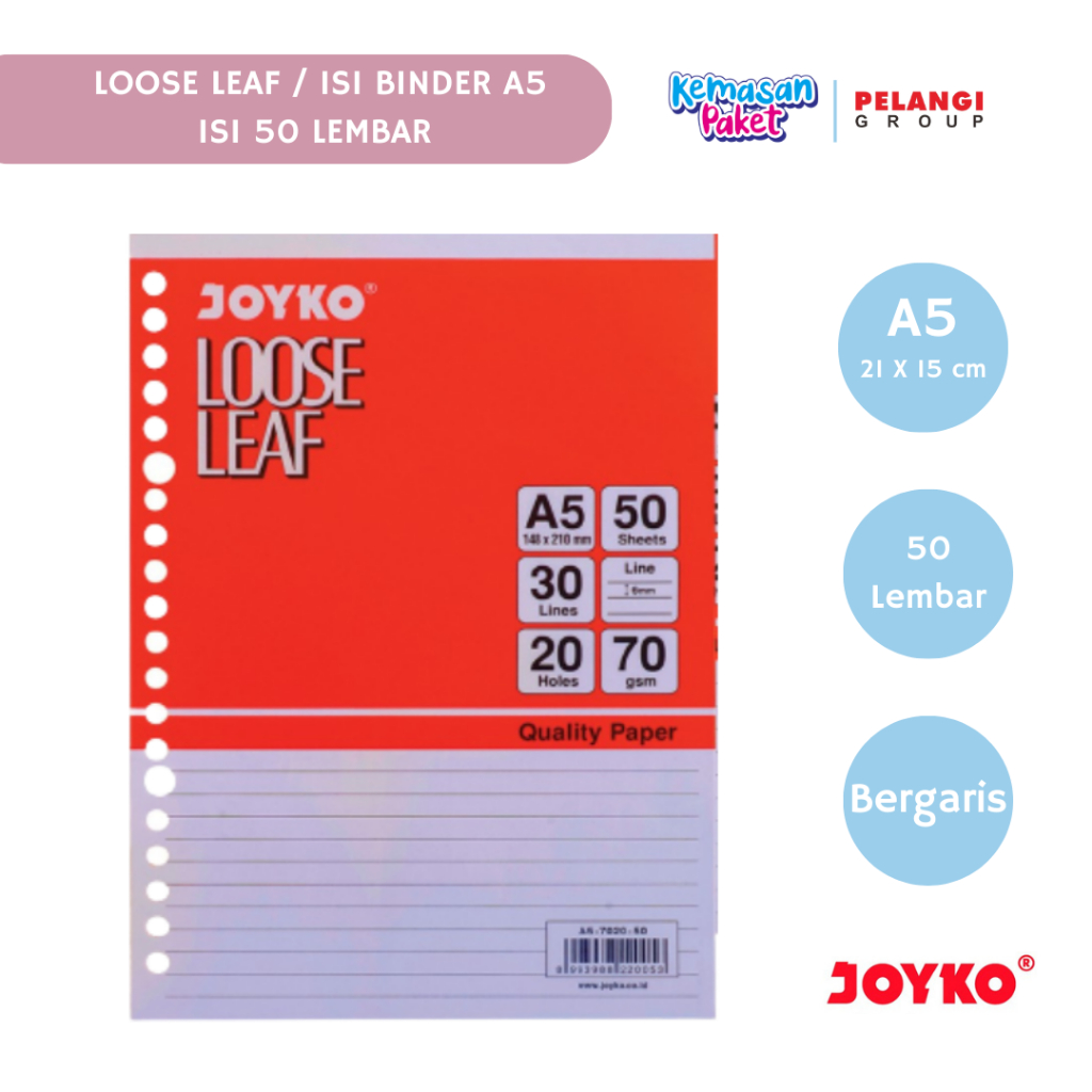 

LOOSE LEAF JOYKO A5/BUKU BLINDER ISI 100 LEMBAR DAN 50 LEMBAR