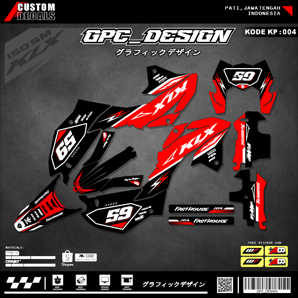 Stiker Decal KLX 150 SM Full Body Terbaru 2023 - 2024 DECAL KLX 150 SM HITAM /DECAL KLX 150 NEW / DE