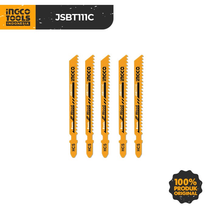5-Pcs Jig Saw Blades (74mm) INGCO JSBT111C - Mata Jigsaw Kayu Pisau Ukir Listrik