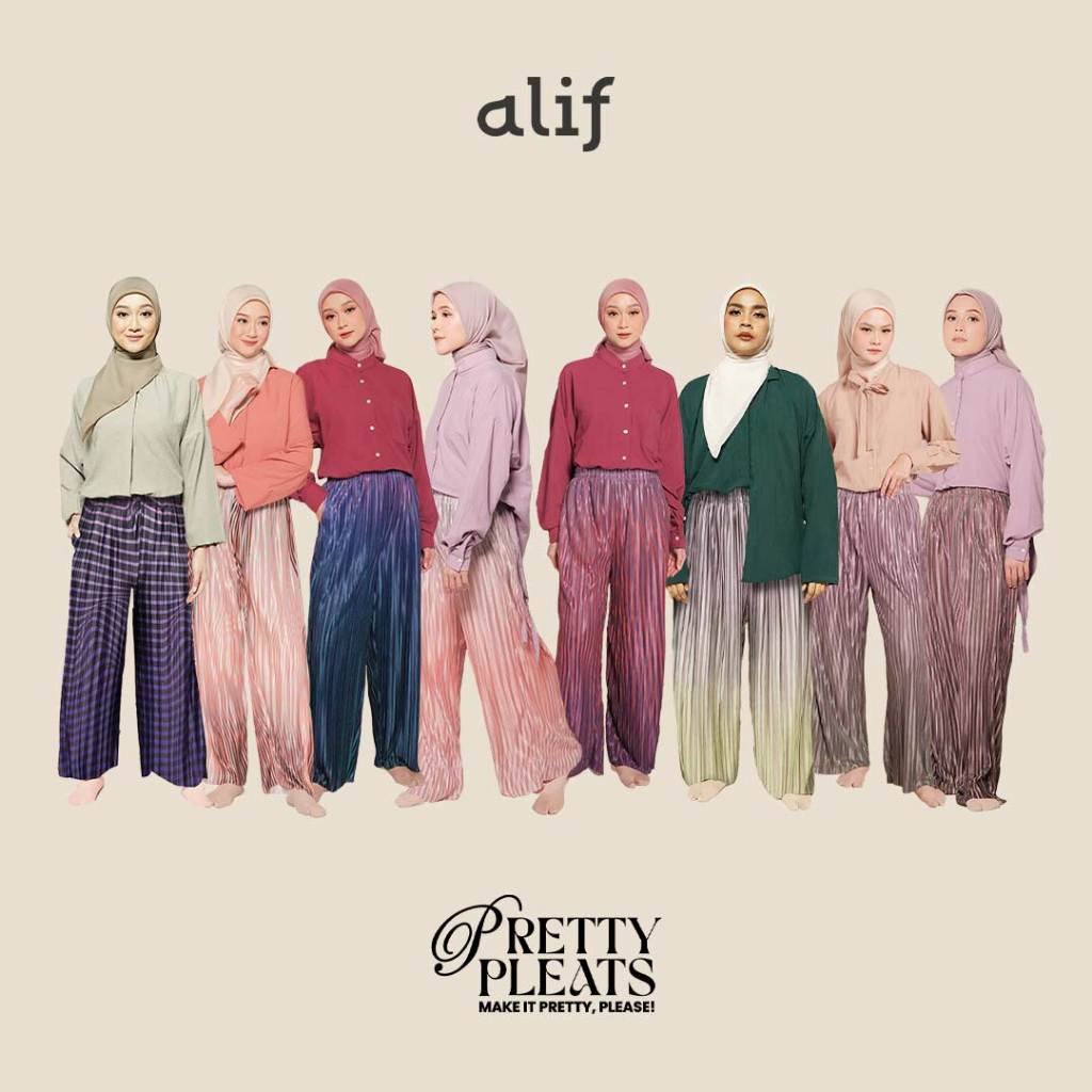 Alif Modern Wear - Pretty Pleats Celana Kulot Pleats Plisket Motif - Gradient Collection