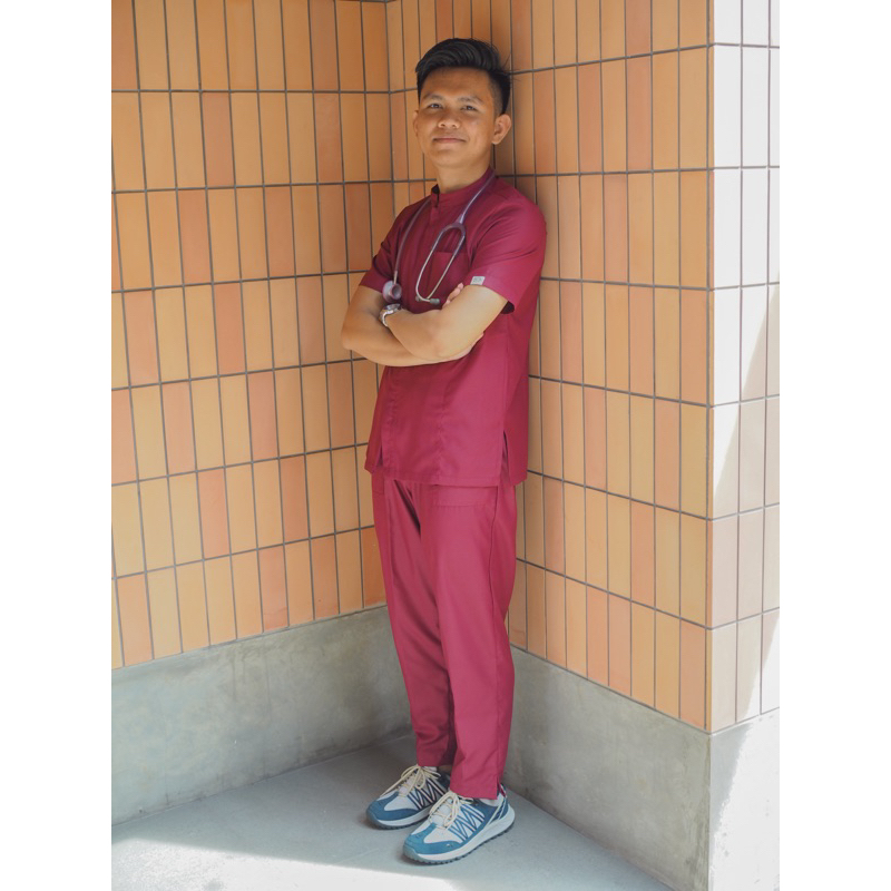 JAGGA - MAROON Zipper Edition Medical Scrub / Baju Scrub / Baju Jaga
