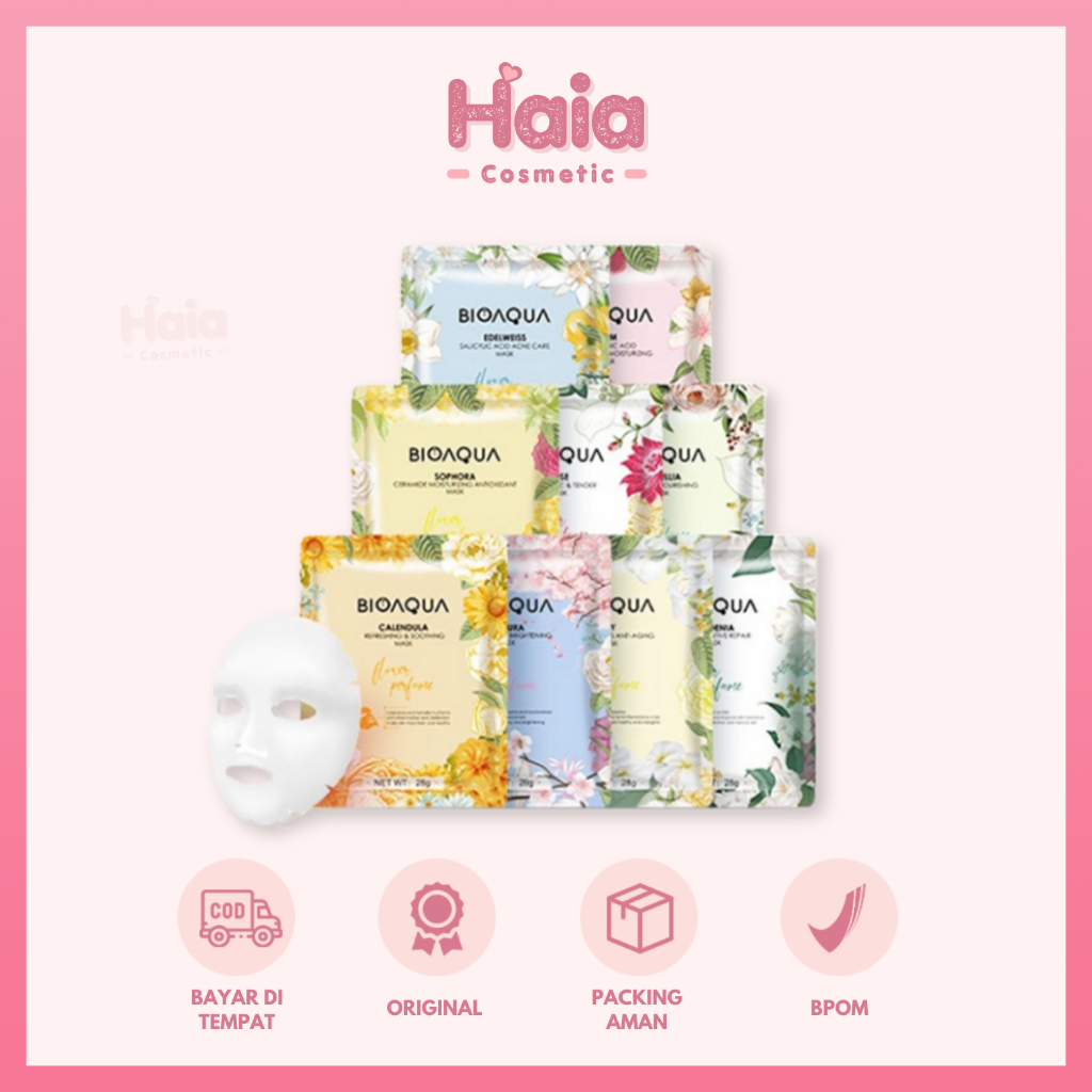 ❤ HAIA ❤ BIOAQUA Sheet Mask Flowers Series | Masker Wajah Bioaqua | BPOM