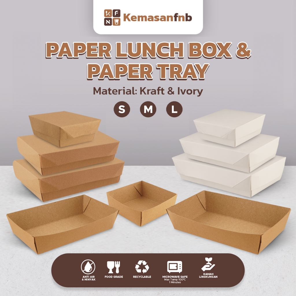 Paper Lunch Box Forming & Paper Tray Kertas Kraft/ Ivory Ukuran S, M, L