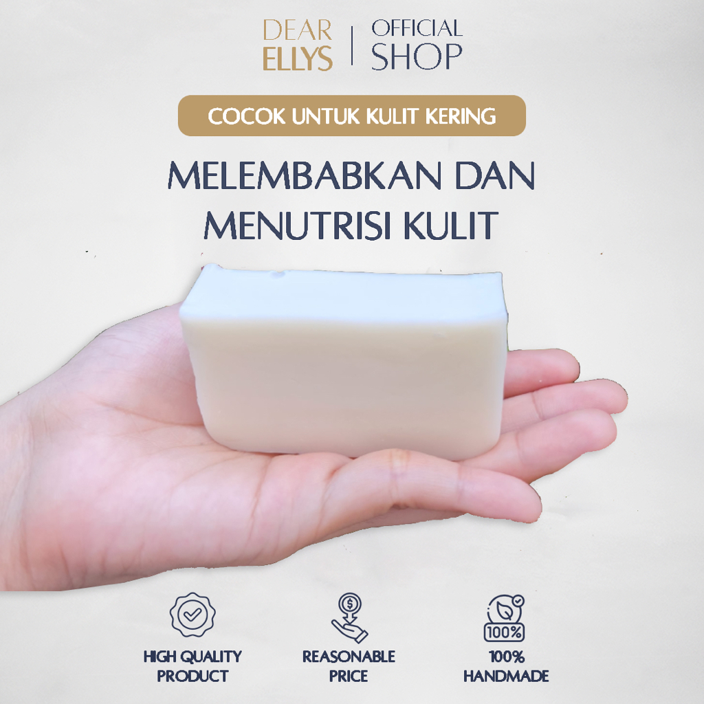 Dear Ellys 100% Natural Soap - Milky - Sabun Handmade Bahan Alami - Sabun Organik - Sabun Batang