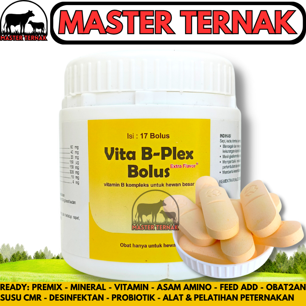 VITA B PLEX BOLUS 1 POT (17 BOLUS) MEDION - Vitamin B Complex Bolus Untuk Ternak Sapi Kambing Domba