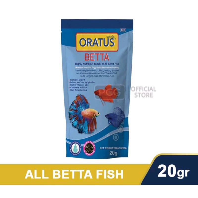 ORATUS BETTA Fish Food makanan khusus ikan Cupang -20gram