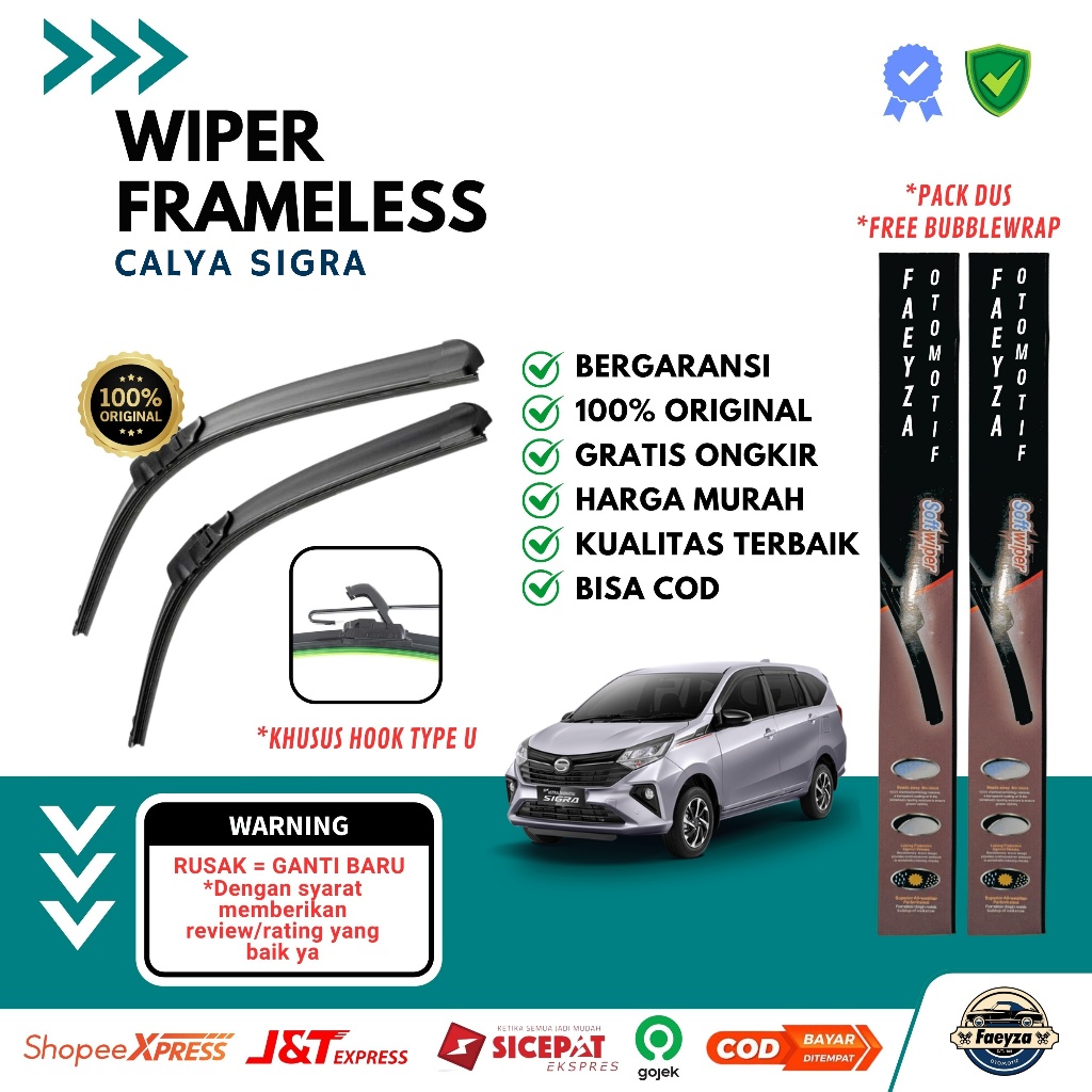 NEW Wiper Frameless Calya Sigra 1 Set Wiper Kaca Mobil Frameless Murah Calya Sigra Wiper Mobil