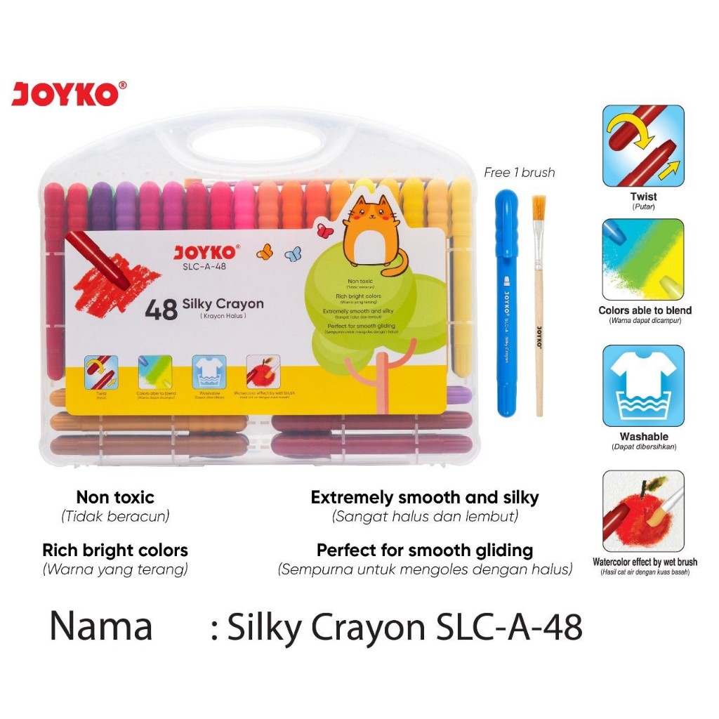 

Silky Crayon Krayon Halus Joyko SLC-A Warna Colors