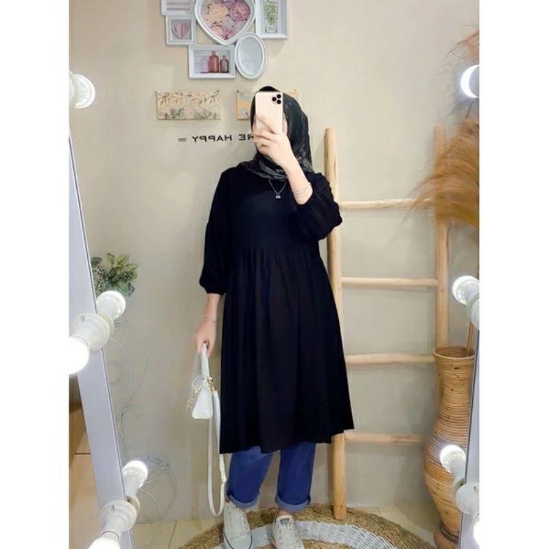 Tunik Wanita Blous Lengan Balon Crinkle Airplow