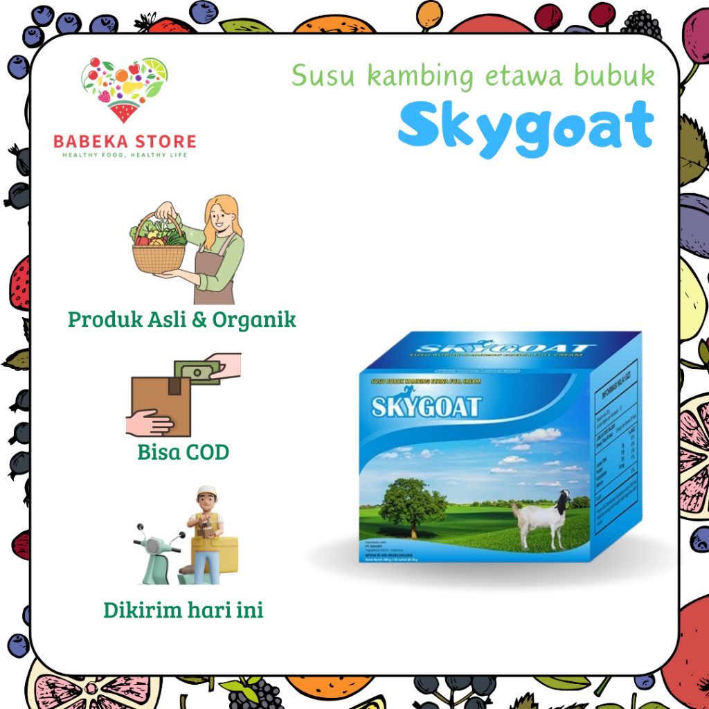 

SKYGOAT ORIGINAL [1 BOX ISI 10 saset] - SUSU KAMBING ETAWA BUBUK FULL CREAM / SUSU KAMBING ETAWA UNTUK KESEHATAN TULANG & SENDI / SUSU KAMBING PENAMBAH NAFSU MAKAN ANAK