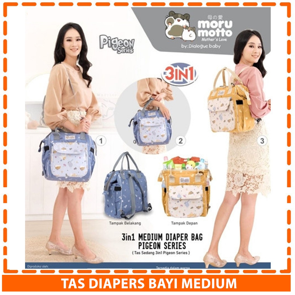 Tas Perlengkapan Bayi Multifungsi Ukuran Sedang Medium Moru Motto MMT 7007