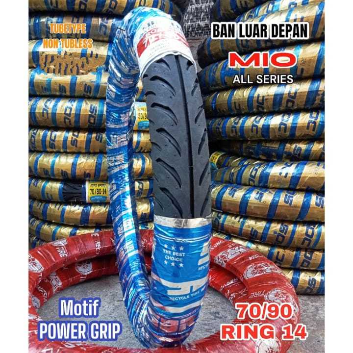 TERMURAH - BAN LUAR TUBETYPE / NON TUBLES MOTOR MATIC METIC METIK DEPAN 70/90 RING 14 [ MOTIF POWER 