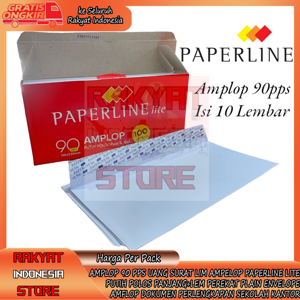 

AMPLOP PAPERLINE LITE 90 PPS AMPELOP UANG 1 KOTAK BUKLET PUTIH POLOS PANJANG + LEM PEREKAT UKURAN 110x230 mm PLAIN ENVELOPE AMPLOPP KONDANGAN SURAT BERKAS PENTING AMFLOP DOKUMEN PERLENGKAPAN SEKOLAH KANTOR ANGPAU ANGPAO AMFELOP