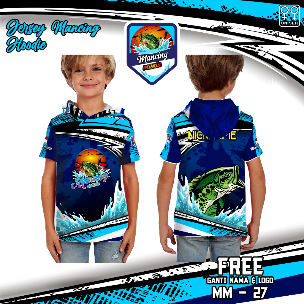 Hoodie jersey anak mancing mania kaos fishing baju mancing