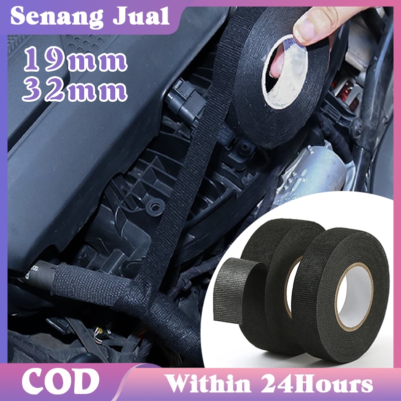 25M Pita Tahan Panas Tape Isolasi Kabel Tape Mobil Hitam Lakban Kain