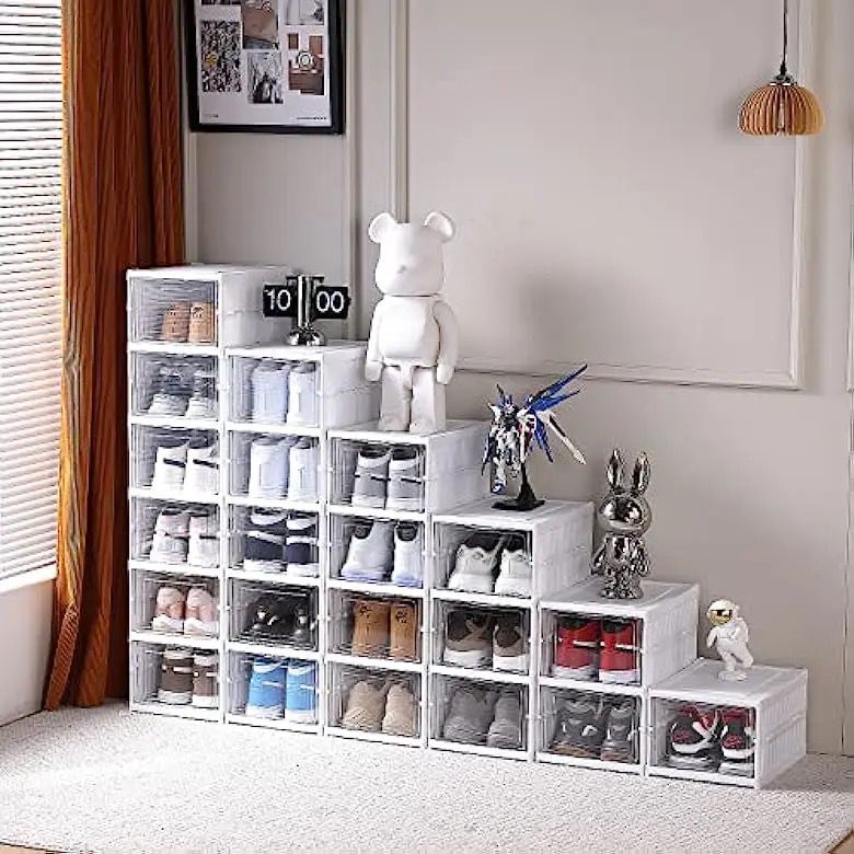 Rak Sepatu Plastik Susun Kotak Sepatu Rak Sepatu Lipat Lemari Rak Sepatu 3 Susun