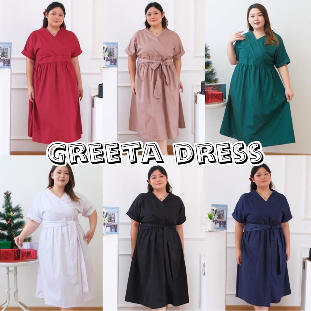 JUMBO GREETA DRESS BIGSIZE MATERIAL COTTON POPLIN FIT TO XXL BAJU MIDIDRESS