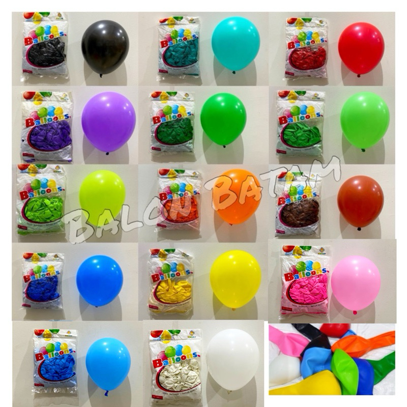 Grosir isi 100 pcs  Balon Tebal Latex warna Doff 10 Inch