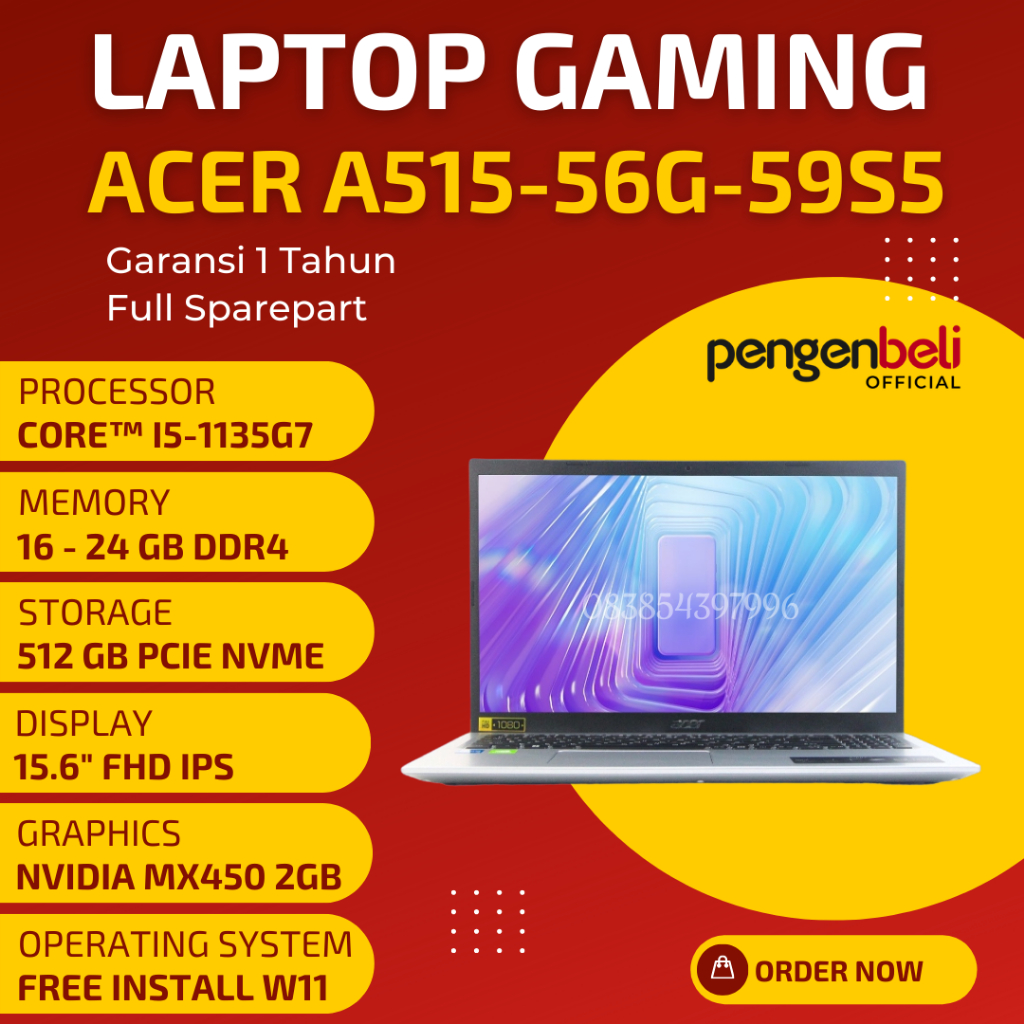 Laptop Dual VGA Terbaru Harga Ekonomis | Core I5 GEN 11 | 24GB RAM | SSD 512GB + SLOT SATA | VGA 2GB