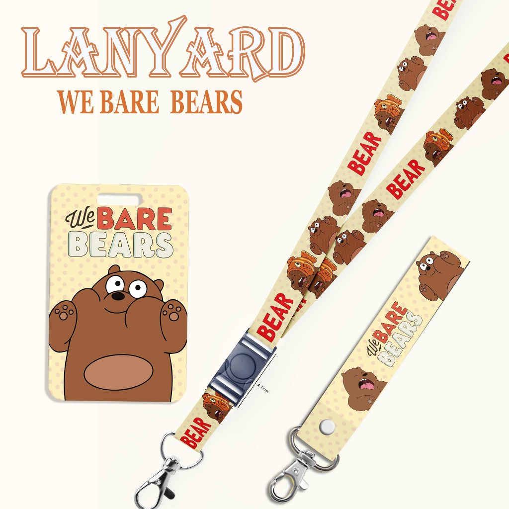 

STRAP LANYARD CARD HOLDER We Bare Bears Grizzly Panda Ice Bear Gantungan Kunci, Handphone, ID Card