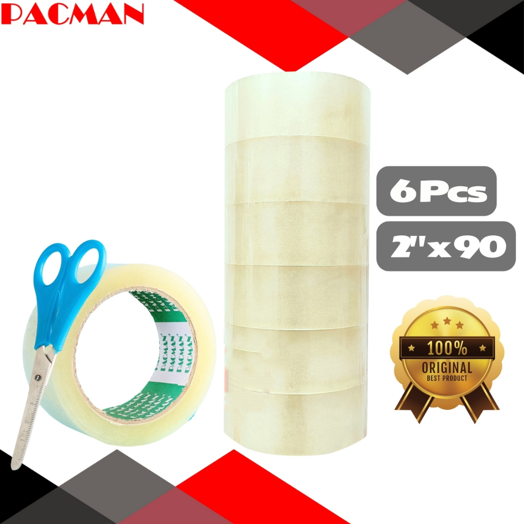 

1 Slop 6 pcs Lakban bening 2 inchi 90 Pacman tape asli lakban isolasi solatip termurah berkualitas premium pita perekat adhesive tape premium