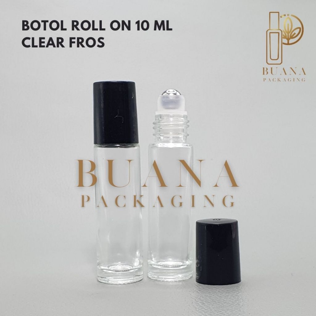 Botol Roll On 10 ml Clear Original Tutup Plastik Hitam Bola Stainles / Botol Roll On / Botol Kaca / Parfum Roll On / Botol Parfum / Botol Parfume Refill / Roll On 10 ml