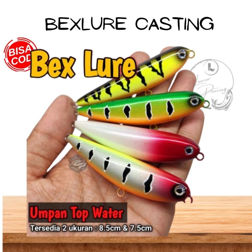 lure wtd top water pensil handmade bexlure 5, 6 dan 7 cm umpan pancing casting