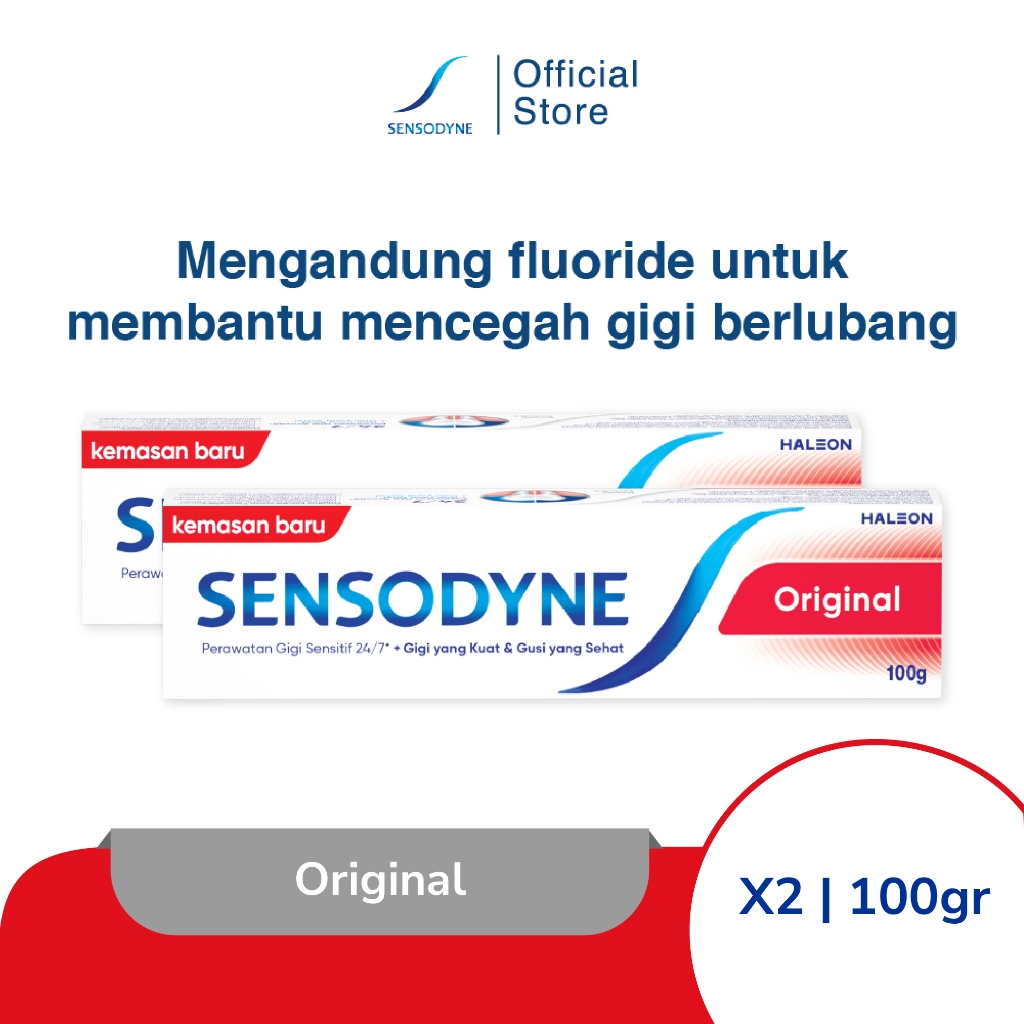 Sensodyne Toothpaste Pasta Gigi Sensitif Original Redakan Ngilu 2x100gr [TWINPACK]