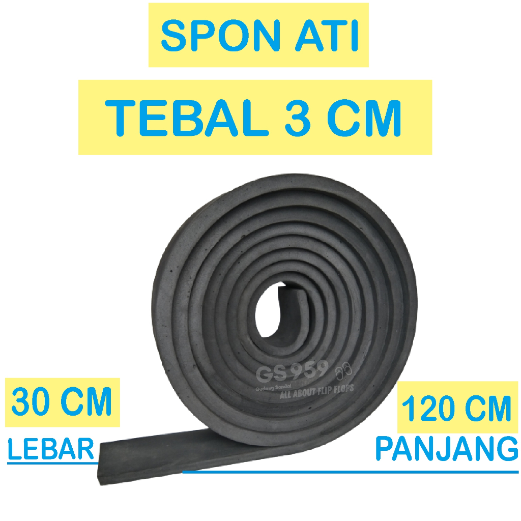 SPON ATI / BUSA ATI / SPON EVA TEBAL 3 CM WARNA HITAM UKURAN 30CM X 120CM