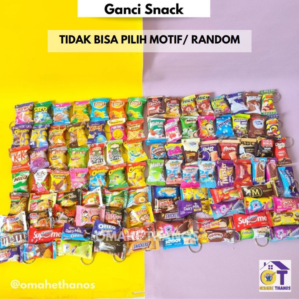 Gantungan Kunci Viral SNACK RANDOM / MIN ORDER 10rb boleh campur, dibawah itu tidak diproses/harga p