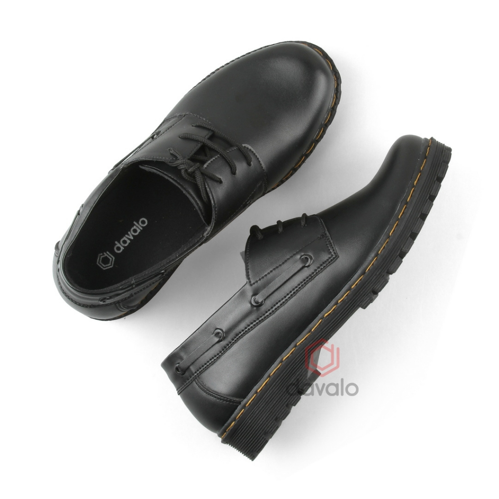 davalo - Sepatu Pantofel Formal Pria Docmart Kasual Hitam