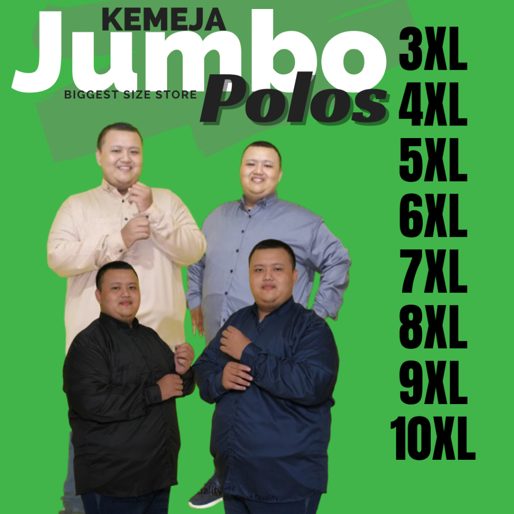 Baju Kemeja Polos Putih Oversize Hitam Cowok Big Size Pria Jumbo Lengan Panjang Oversized Bigsize He