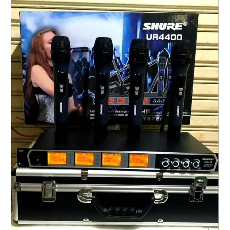 MIC WIRELEES UR4400 UHF 4 MIC PEGANG 4 ANTENA UR 4400