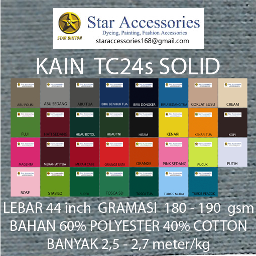 1kg KAIN TC24s SOLID / UNTUK KAOS TSHIRT