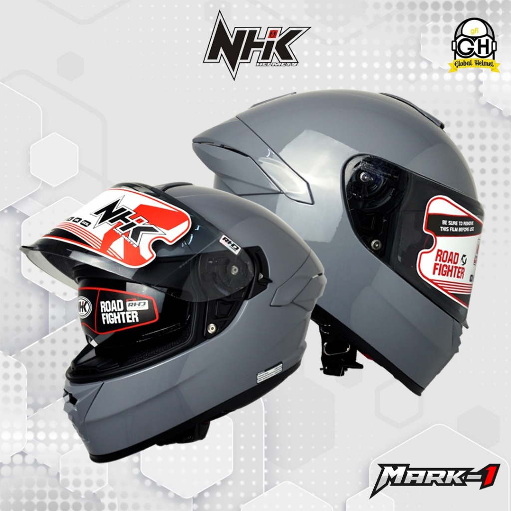 HELM NJS ZX-1R GT SOLID GREY GLOSSY HELM FULL FACE SNI