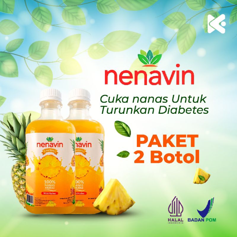 

[Paket Hemat 2 Botol] Nenavin - Cuka Nanas Multivitamin Ampuh Atasi Diabetes Kontrol Gula Darah dan Asam Urat dengan Nanas Organik With the Mother 280 ml 100% Original