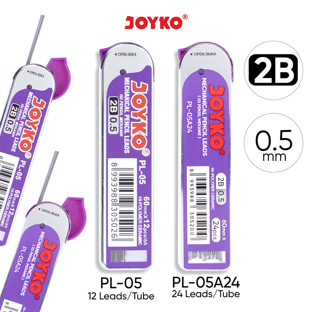 

Isi Pensil Mekanik 2B 0,5 Joyko Pencil Lead Isi Pensil Mekanik Joyko PL-05 2B 0.5 mm