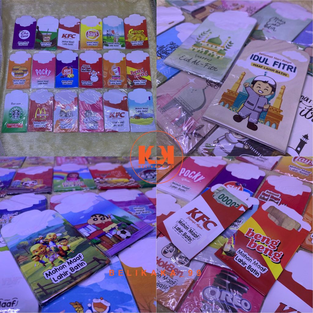 

(10 PCS - SEDANG - A) AMPLOP LEBARAN MOTIF SNACK MUSLIM DAN KARTUN UKURAN SEDANG SIAP PAKAI