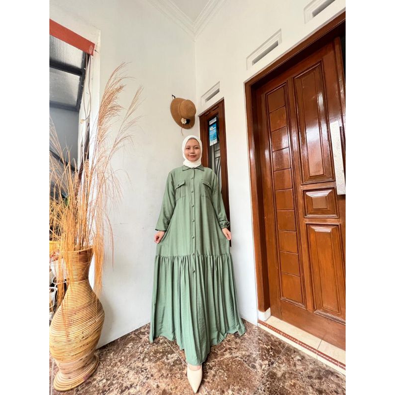 gamis polos saku depan /Naysila dress