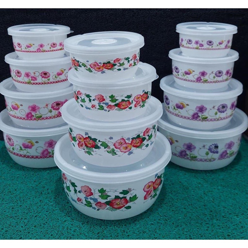 RANTANG SUSUN 5 MANGKOK SET BERANAK GSF MANGKUK PENYIMPANAN MAKANAN MOTIF BUNGA GSF / RANTANG SUSUN 