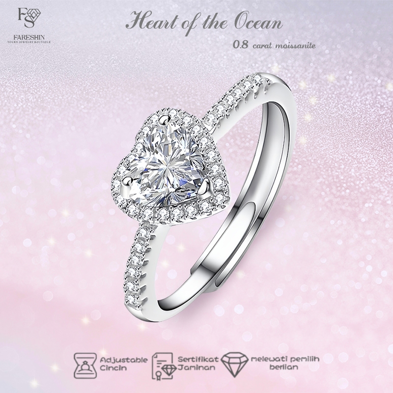 Fareshin Jewellery-Cincin Tunangan Heart of the Ocean - Pandora Promise Ring - Lapis Emas 18K