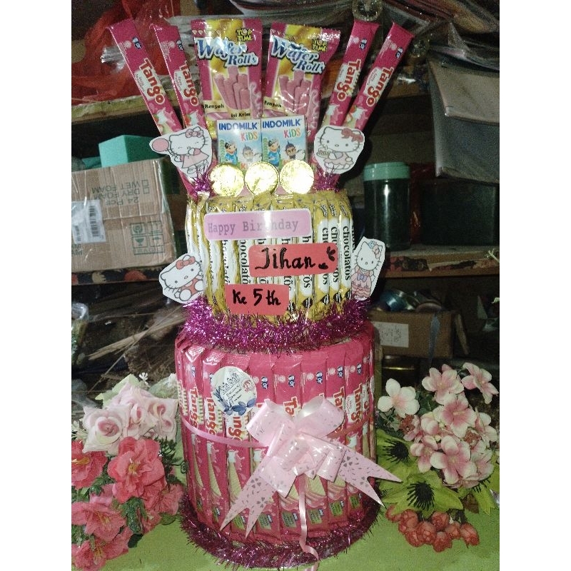 Snack tower tema pink/ Snack tower karakter/ Snacktower bertingkat/ Snacktower ulang tahun/ kado spesial/ hadiah istimewa