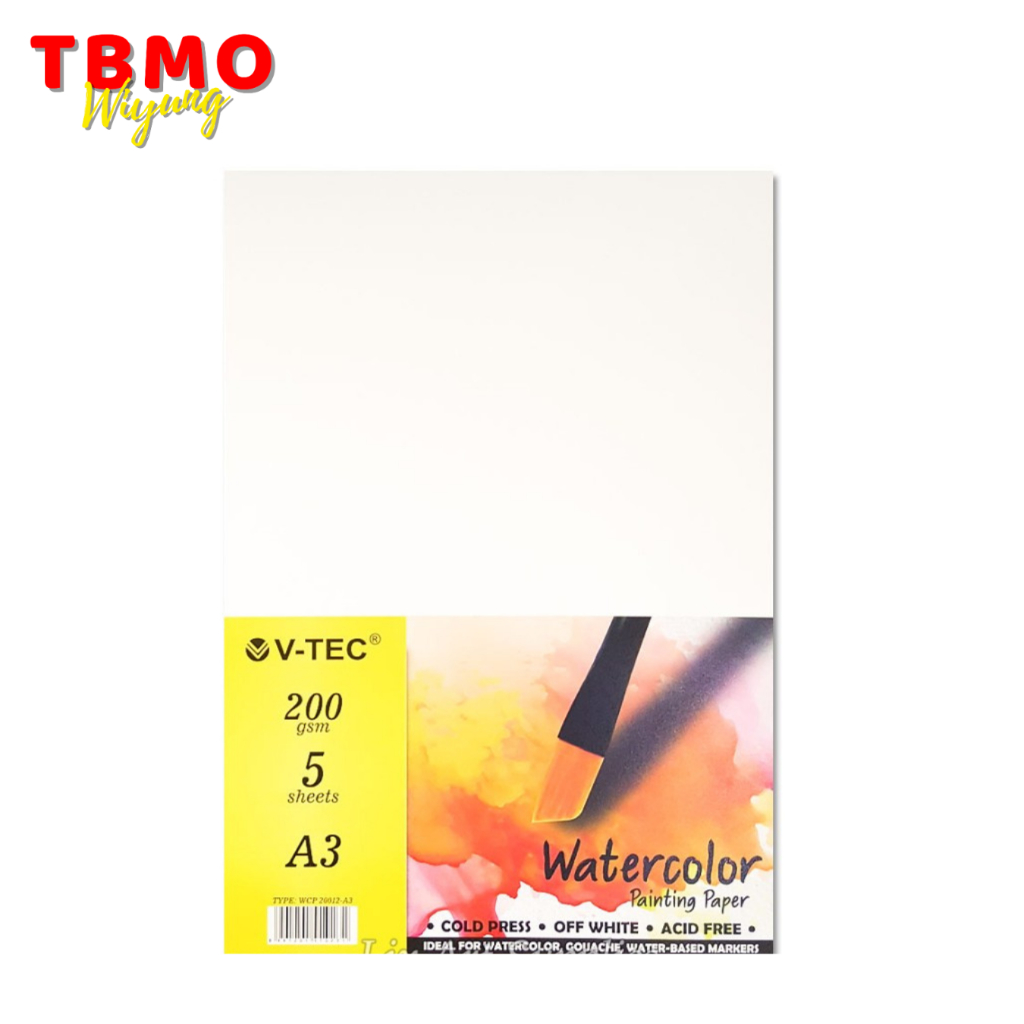 

TBMO V-TEC Watercolour Painting Paper A3 200gsm 5 Sheets WCP 20012