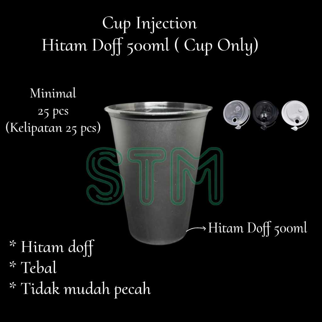 Black Glosy Thinwall Cup Injection 16oz Thinwall PPI Frosted Cup Tebal 500ml Hitam Doff Injeksi