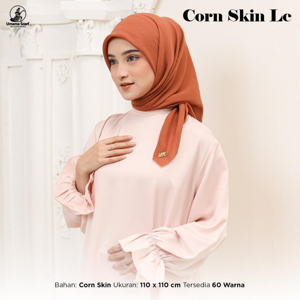 Jilbab Umama Scarf CORN SKIN LC Logo UM POUCH 110 x110cm